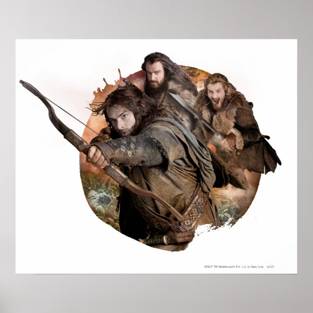 Poster Kili, THORIN OAKENSHIELD™ e Fili (Frente)