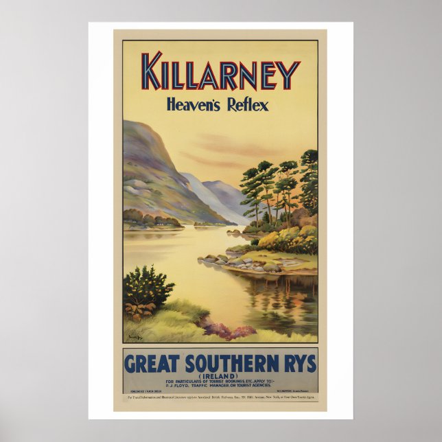 Poster Killarney Heaven's Park Ireland Vintage Travel (Frente)