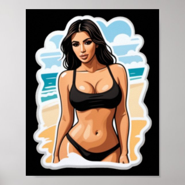 Poster Kim Kardashian Beach Sticker (Frente)