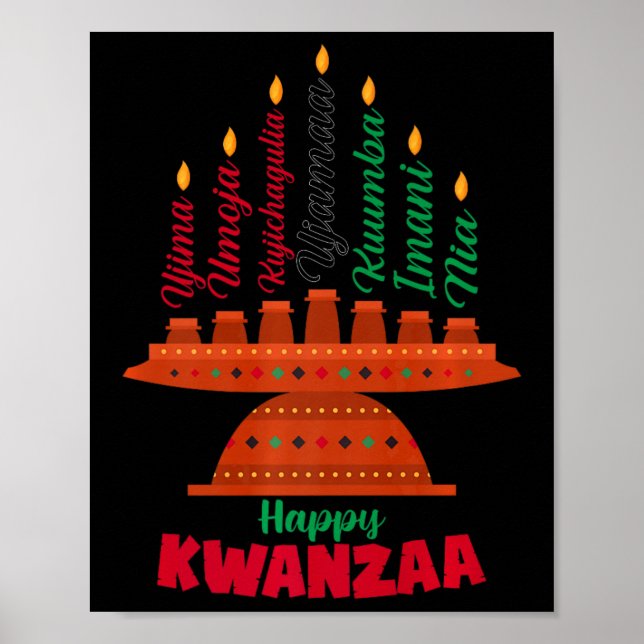 Poster Kinara Sete Velas Princípios De Kwanzaa Happy K (Frente)