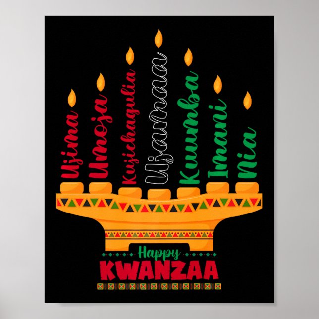 Poster Kinara Sete Velas Princípios De Kwanzaa Happy K (Frente)