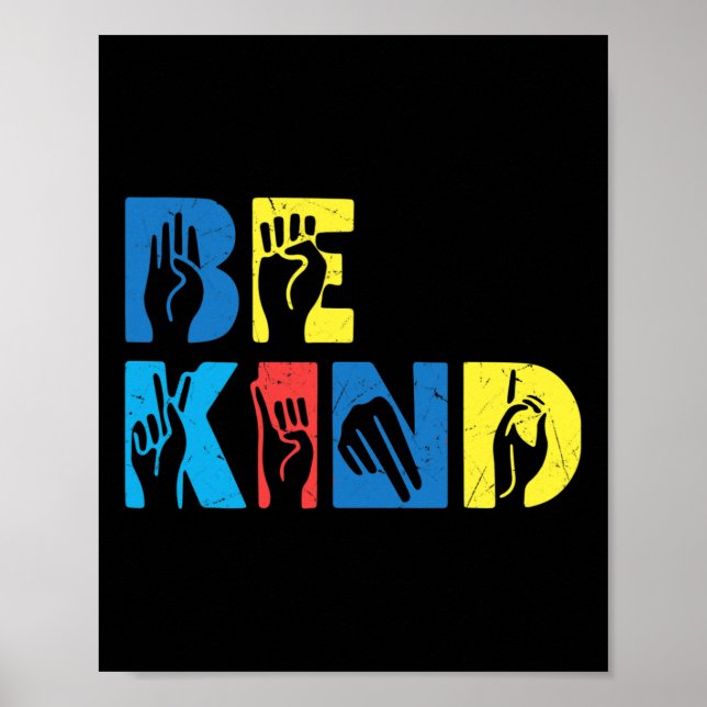 Poster Kind Asl Love Sign Language Autismo Atenção (Frente)