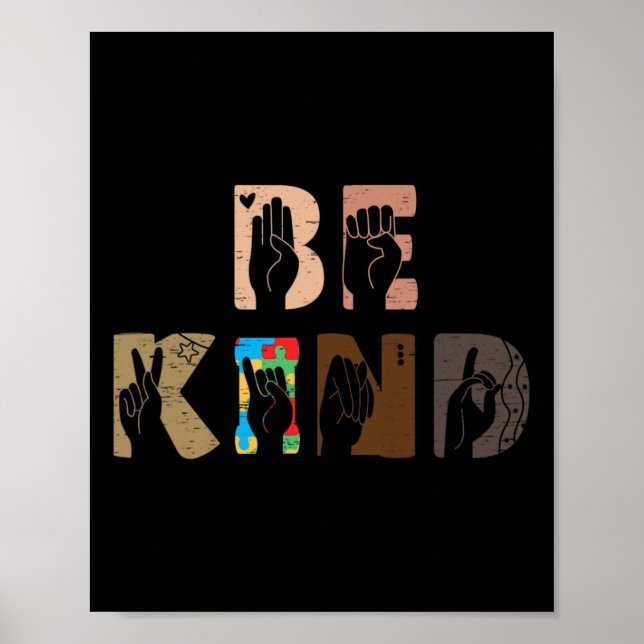Poster Kind Asl Sinal de Mão Intérprete Sinal Idioma (Frente)