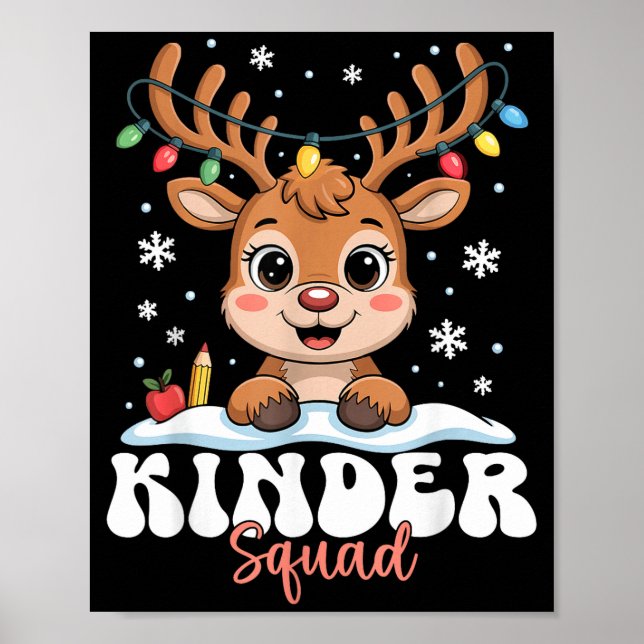 Poster Kinder Squad Reindeer Christmas Lights Cute Winter (Frente)
