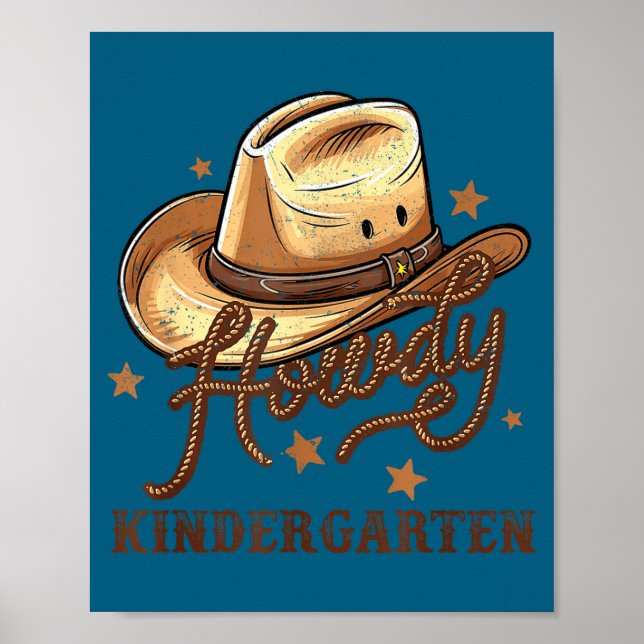 Poster Kindergarten Teacher Rodeo Cowboy Western Howdy Ki (Frente)