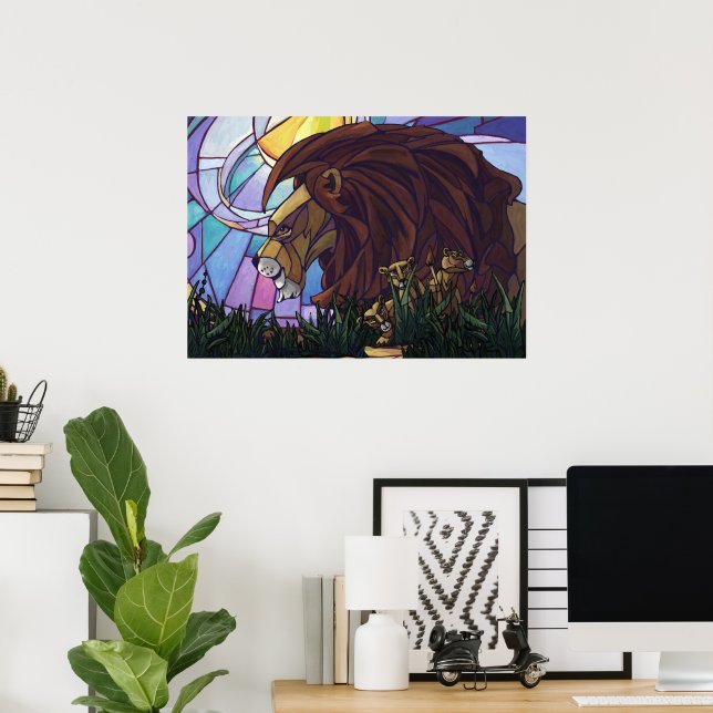 Poster King Lion e Cubs (Escritório em casa)