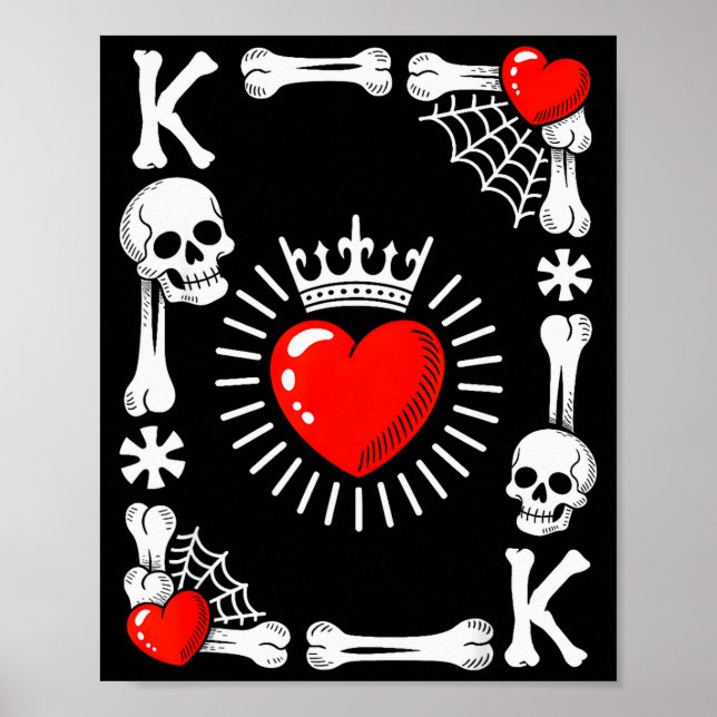 Poster King Of Hearts Card Costume Funny Halloween King O (Frente)
