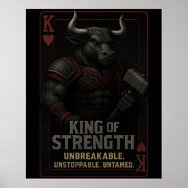Poster King of Strength Art – Powerful Bull Warrior
