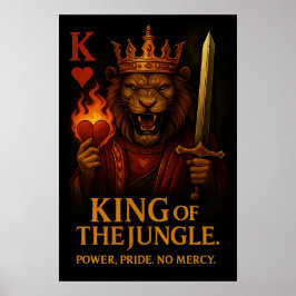 Poster King of the Jungle Art – Powerful Lion and Fire