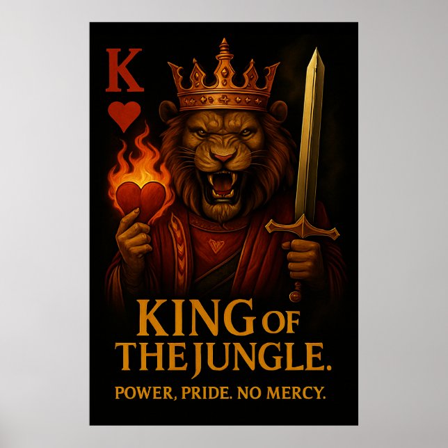 Poster King of the Jungle Art – Powerful Lion and Fire (Frente)