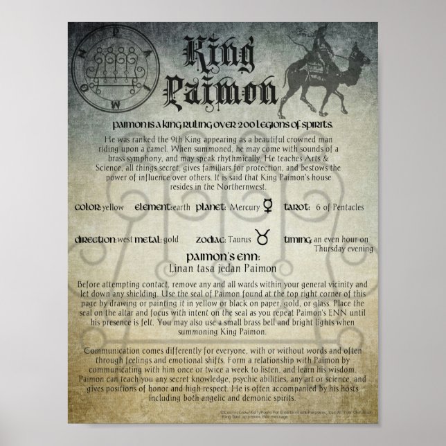 Poster King Paimon Goetia Demonic (Frente)