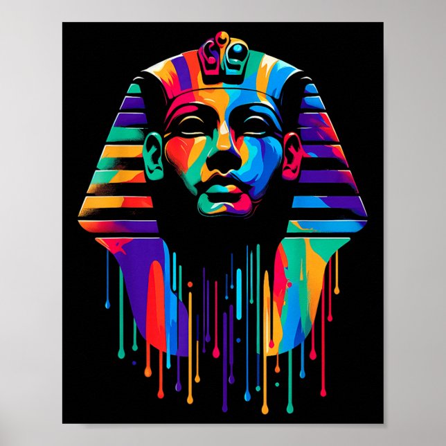 Poster King Tut. Tutankhamun Minimalist Vibrant Style Chr (Frente)