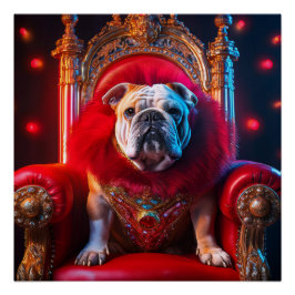 Pôster King Winnie O Bulldog Em Seu Trono