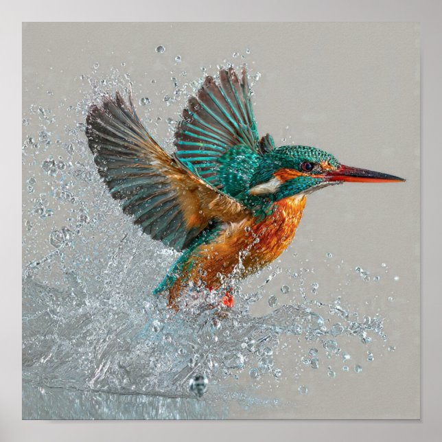 Poster Kingfisher Dive - Caça a Aves Vibrantes em Wa Limp (Frente)