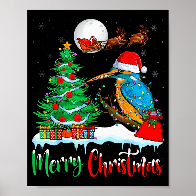 Poster Kingfisher Santa Hat Xmas Tree Merry Christmas Kin (Frente)