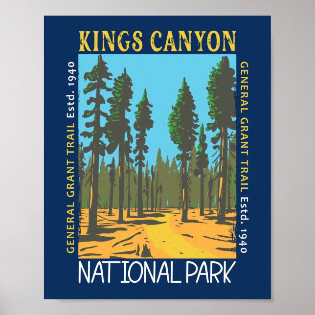 Poster Kings Canyon National Park General Grant Trail (Frente)