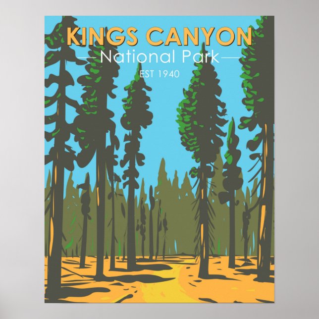 Poster Kings Canyon National Park General Grant Vintage (Frente)