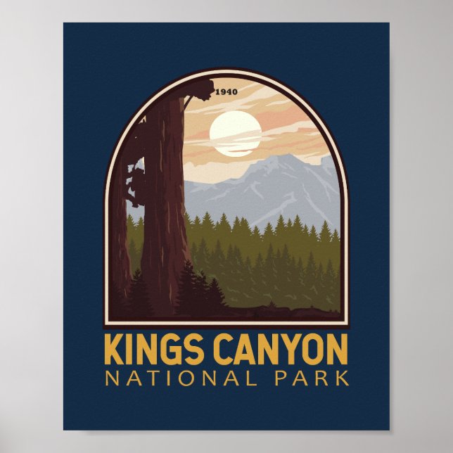 Poster Kings Canyon National Park Vintage Emblem (Frente)