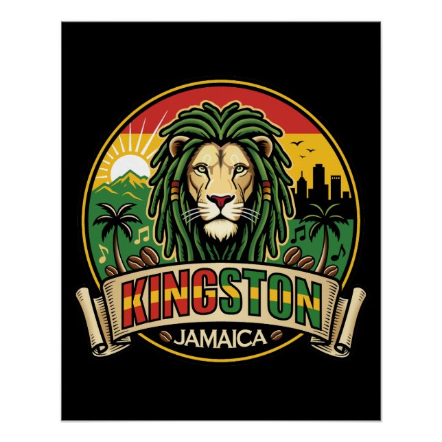 Pôster Kingston Jamaica Ilha Caribe (Frente)