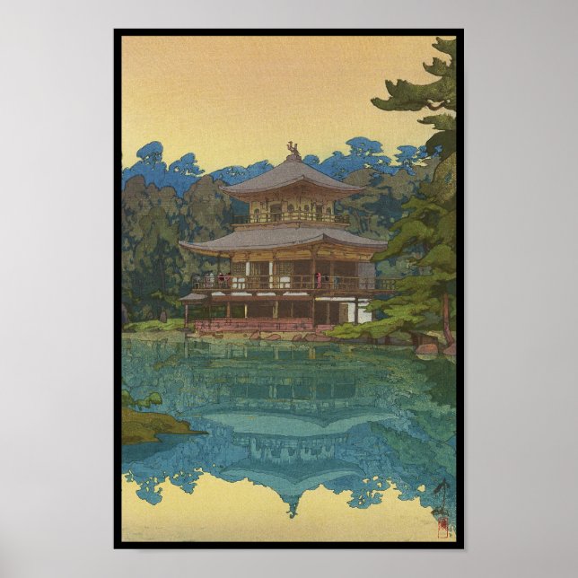 Poster Kinkakuji Temple Yoshida Hiroshi shin hanga arte (Frente)