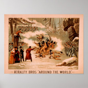 Poster Kiralfy "em todo o mundo" massacre indiano