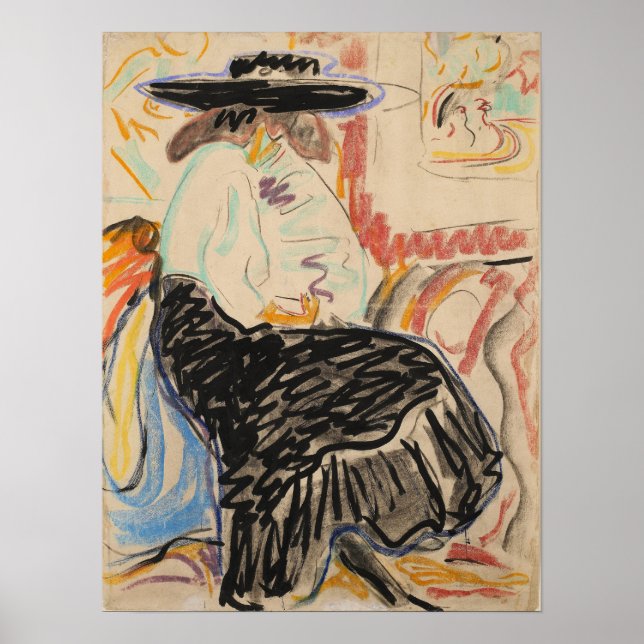 Poster Kirchner - Mulher Assentada No Estúdio (Frente)