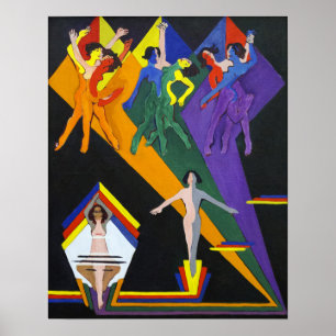 Poster Kirchner - Raparigas Dançantes Em Raios De Cor
