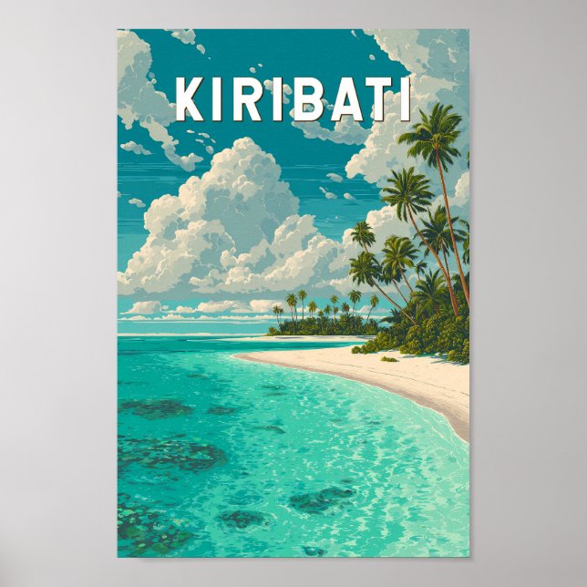 Poster Kiribati Illustration Travel Art Vintage (Frente)