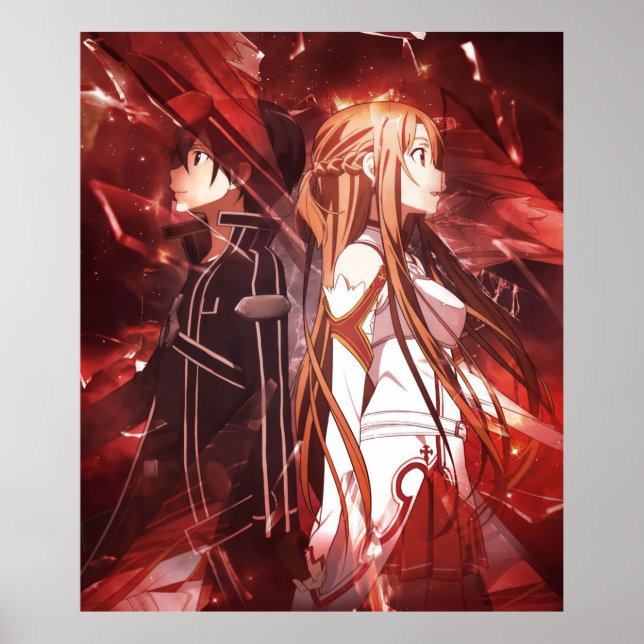 Poster Kirito Asuna - Arte por Espadas Online (Frente)