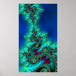 Poster Kissing Krakens Vivid Abstrato Fractal Colorida