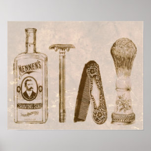 Poster Kit antiquado para barbear