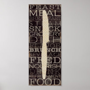 Pôster Kitchen Knife with Words