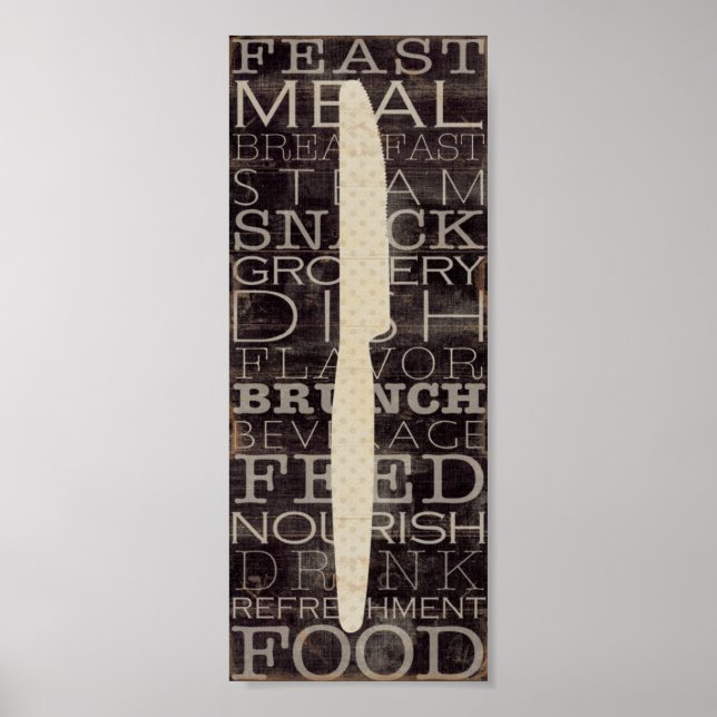 Pôster Kitchen Knife with Words (Frente)