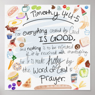 Poster Kitchen Verse - 1 Timothy 4:4-5