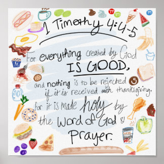 Poster Kitchen Verse - 1 Timothy 4:4-5