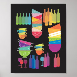 Poster Kitchen Wall Art 'Glowing Dishes' Print