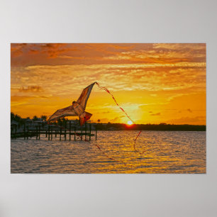 Poster Kite voando em Key Largo Sunset
