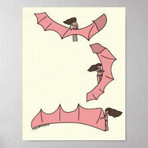 Poster Kitesurfing/Kiteboard - Menina de pipa com Pos de
