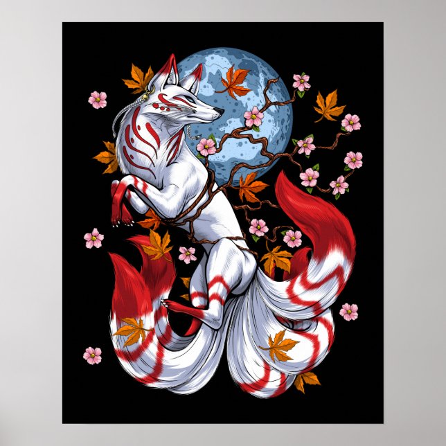 Poster Kitsune Japonês Fox (Frente)