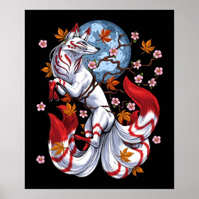 Poster Kitsune Japonês Fox (Frente)