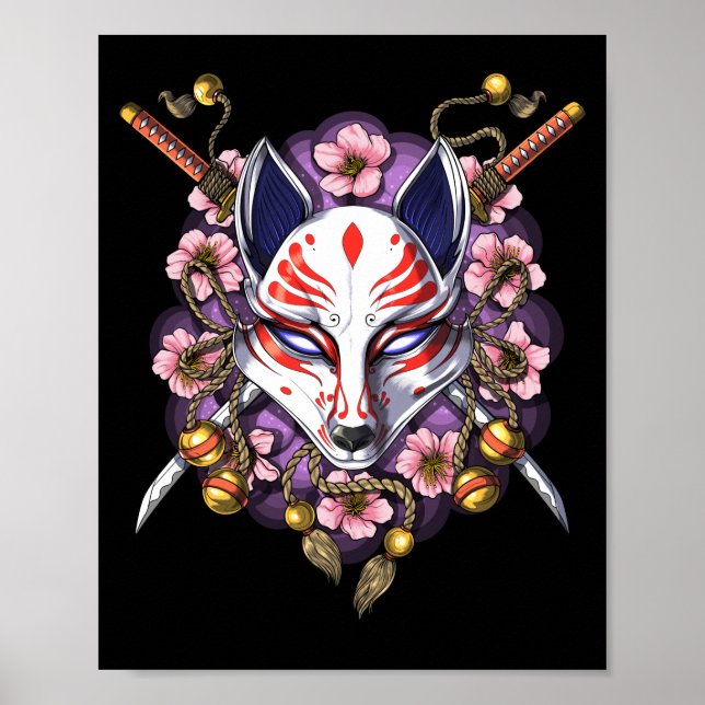 Poster Kitsune Japonês Fox Mask (Frente)