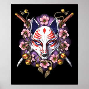 Poster Kitsune Japonês Fox Mask
