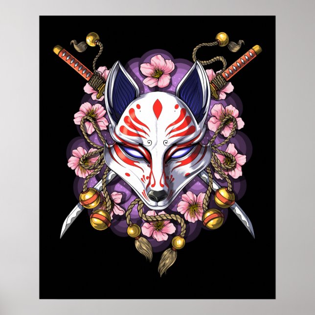 Poster Kitsune Japonês Fox Mask (Frente)