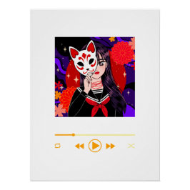 Pôster Kitsune Mask | Motivational Anime Wall Art