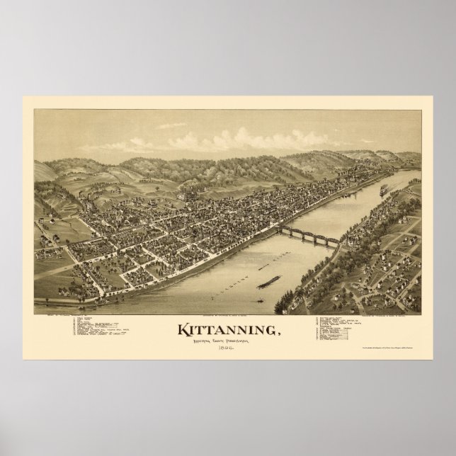 Pôster Kittanning, PA Panorâmica - 1896 (Frente)
