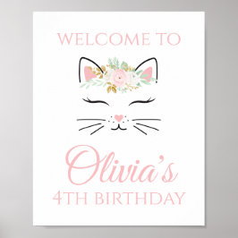 Poster Kitten Aniversário Sinal de Boas-Vindas Sinal Flor