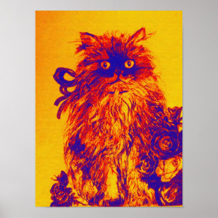 Poster KITTEN COM ROSAS, Cor-de-laranja Amarelo