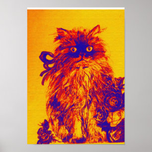 Poster KITTEN COM ROSAS, Cor-de-laranja Amarelo