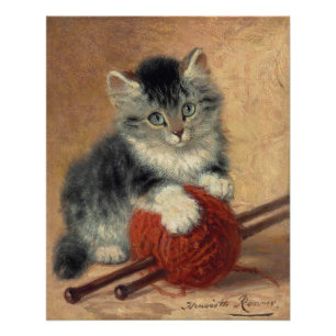 Pôster Kitten com uma bola de lã CC1174 Ronner-Knip