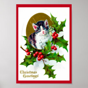 Poster Kitten e Christmas Holly